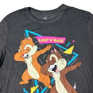Disney T-Shirt Mens L Gray Chip Dale Graphic Short Sleeve Cartoon 80s Colorful